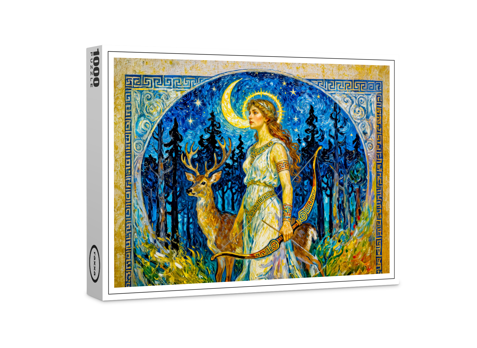 raxxa Premium-Puzzle: Artemis with Deer and Bow in a Starry Forest Night