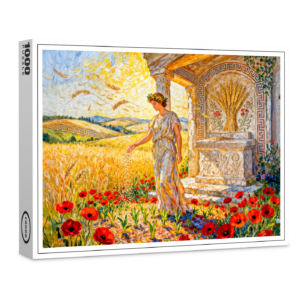 raxxa Premium-Puzzle: Demeter Sowing Grain by Field Altar Among Poppies and Ripe Wheat
