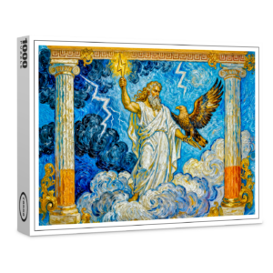 raxxa Premium-Puzzle: Zeus with Eagle and Lightning in Temple Gate Among Clouds