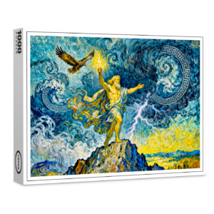 raxxa Premium-Puzzle: Zeus on Stormy Rocks with Lightning Bolt and Eagle Above