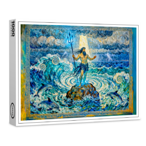 raxxa Premium-Puzzle: Poseidon on Sea Rocks with Trident and Dolphins