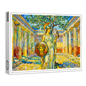 raxxa Premium-Puzzle: Athena with Owl and Shield by Olive Tree in Temple Courtyard