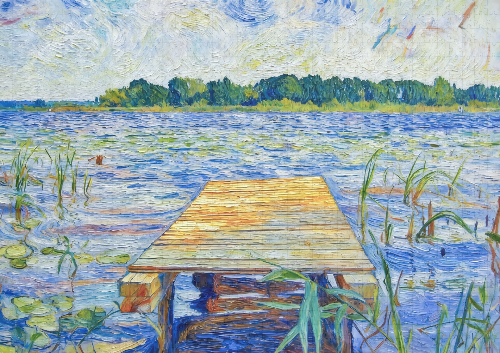 raxxa Premium-Puzzle: Impressionist Wooden Pier at Ferch on the Schwielowsee Lake - immagine 2