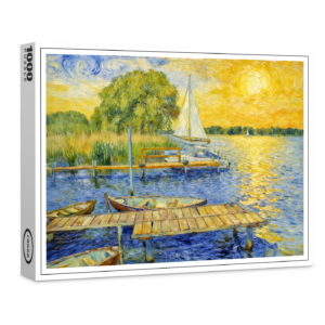 raxxa Premium-Puzzle: Impressionist Lakeside Pier on the Wannsee with Boats and Reflections