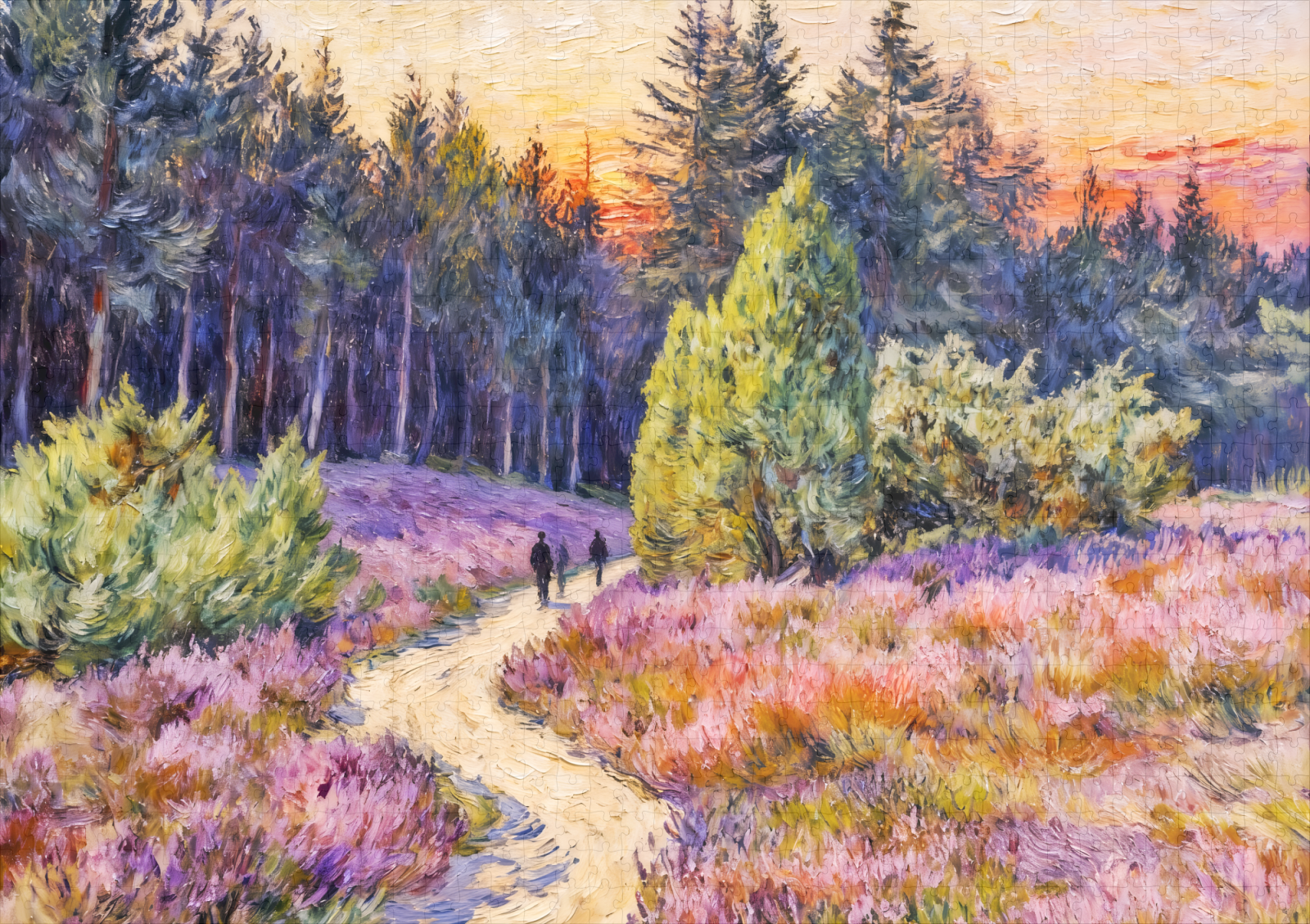 raxxa Premium-Puzzle: Impressionist Landscape of the Lueneburg Heath at Sunset – Bild 2