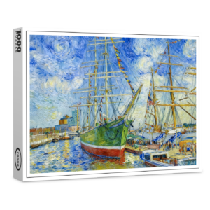 raxxa Premium-Puzzle: Impressionist Tall Ship in Hamburg Harbor with Reflections