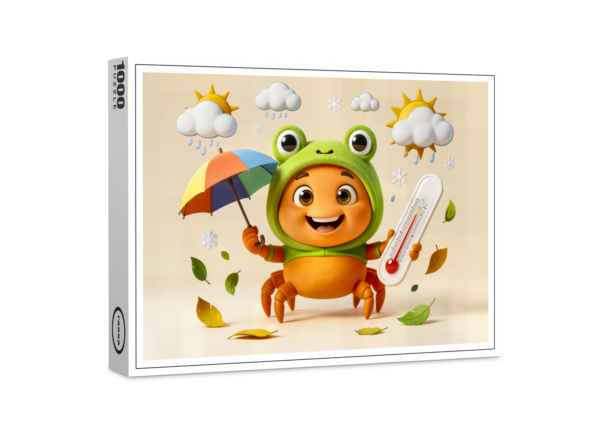 raxxa Premium-Puzzle: Weather Crab Measuring Climate With Rainbow Umbrella
