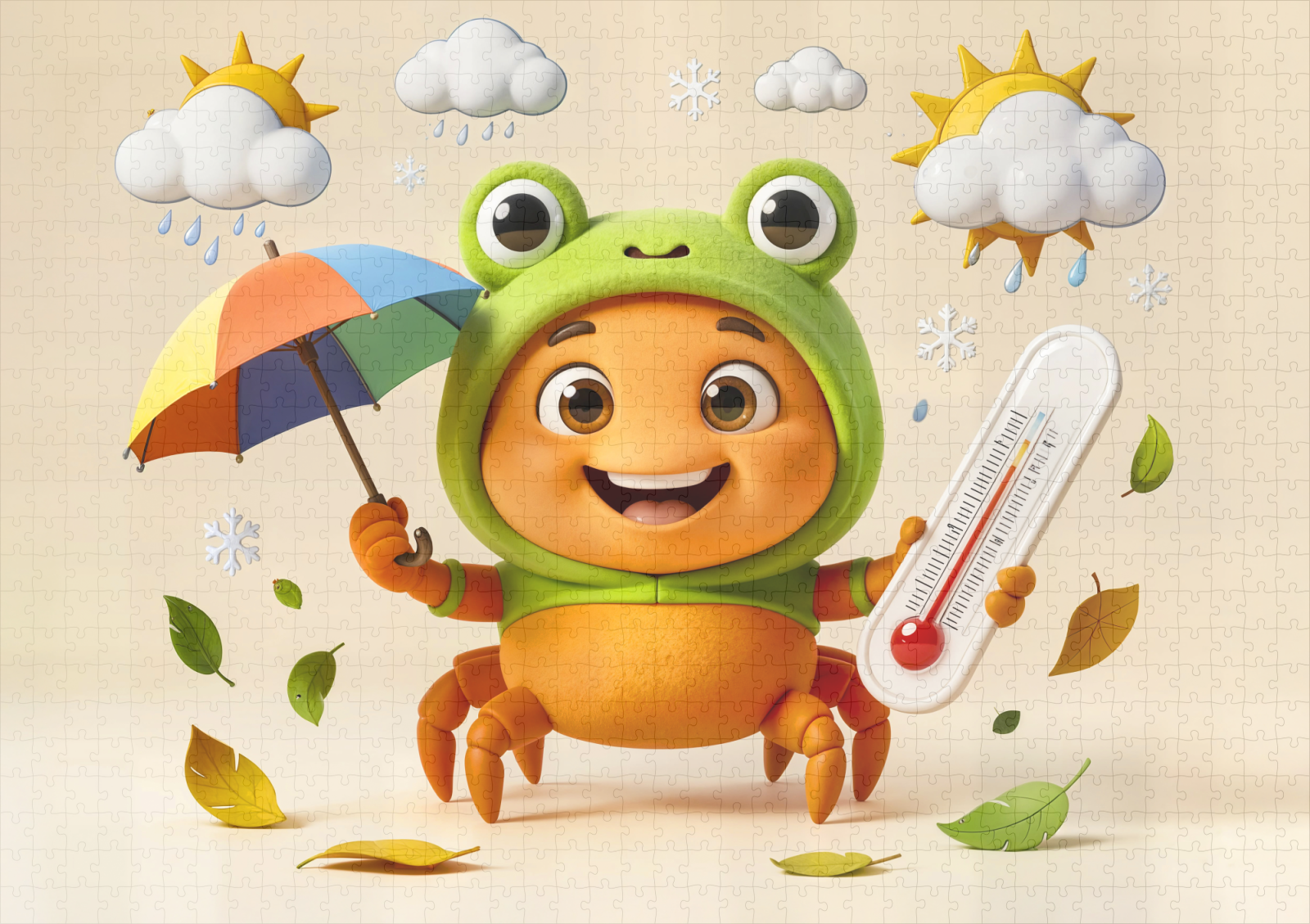 raxxa Premium-Puzzle: Weather Crab Measuring Climate With Rainbow Umbrella – Bild 2