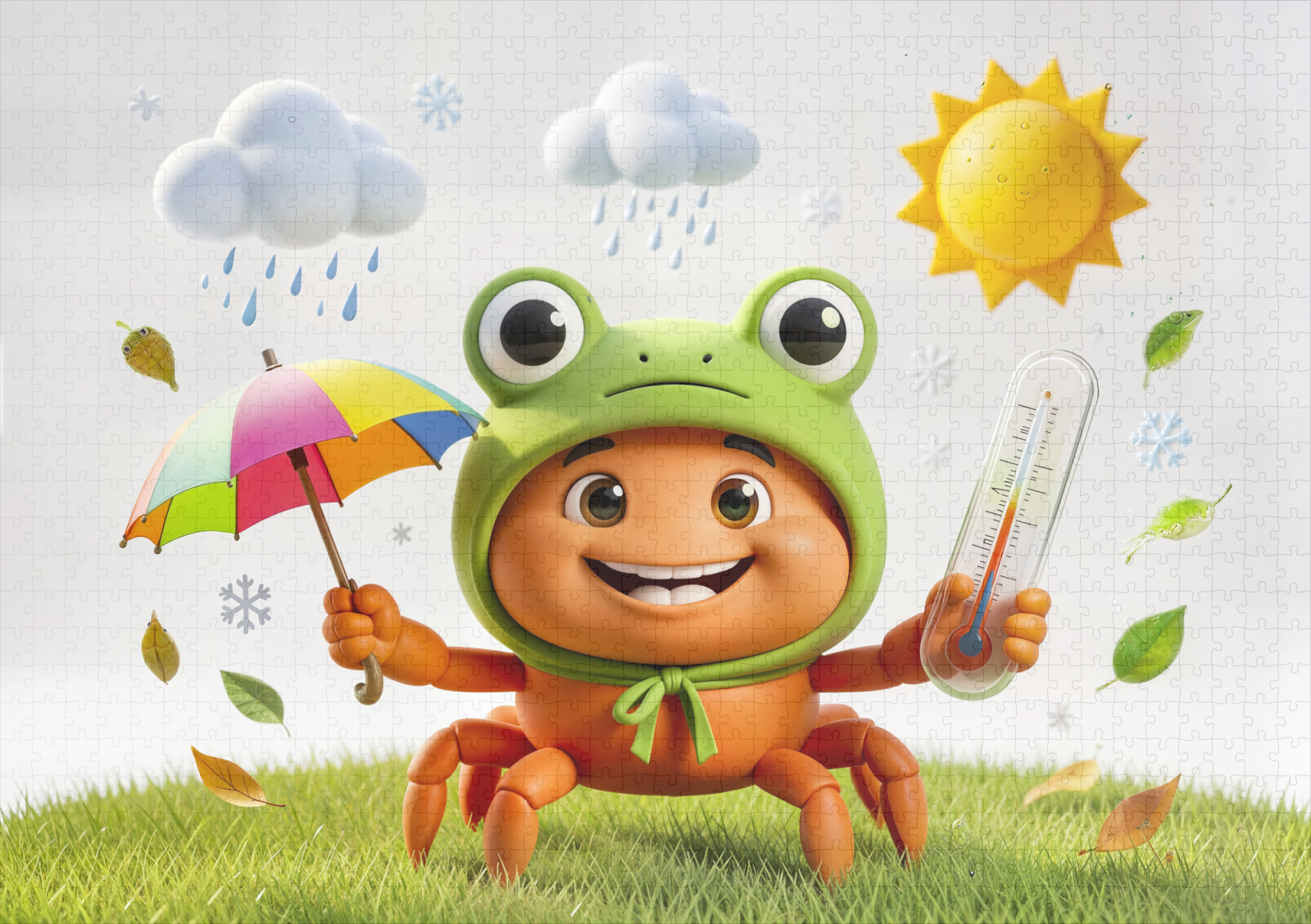 raxxa Premium-Puzzle: Weather Crab Measuring Climate With Rainbow Umbrella - immagine 2