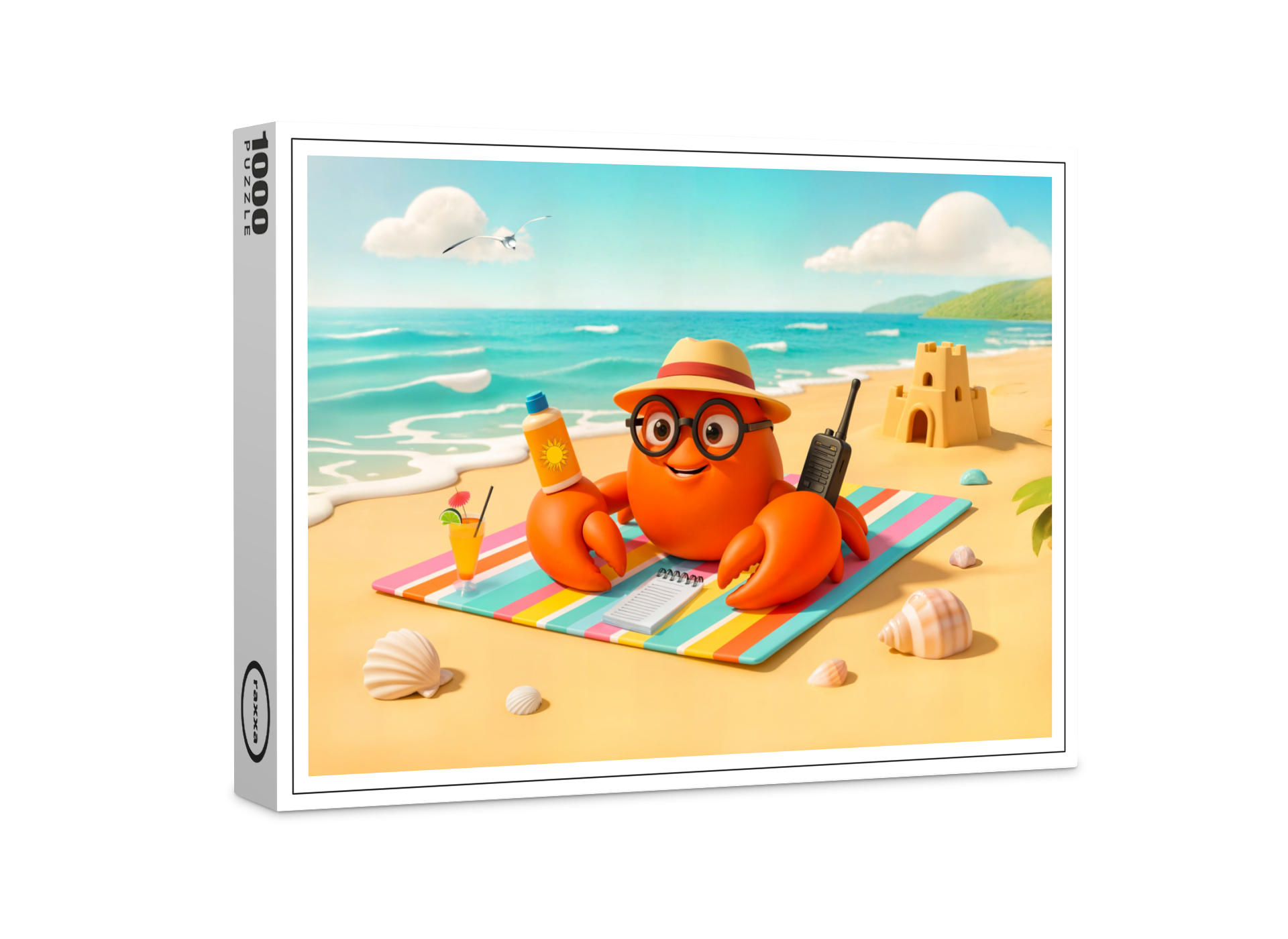 raxxa Premium-Puzzle: Spy Crab Relaxing On Beach With Mission Gear