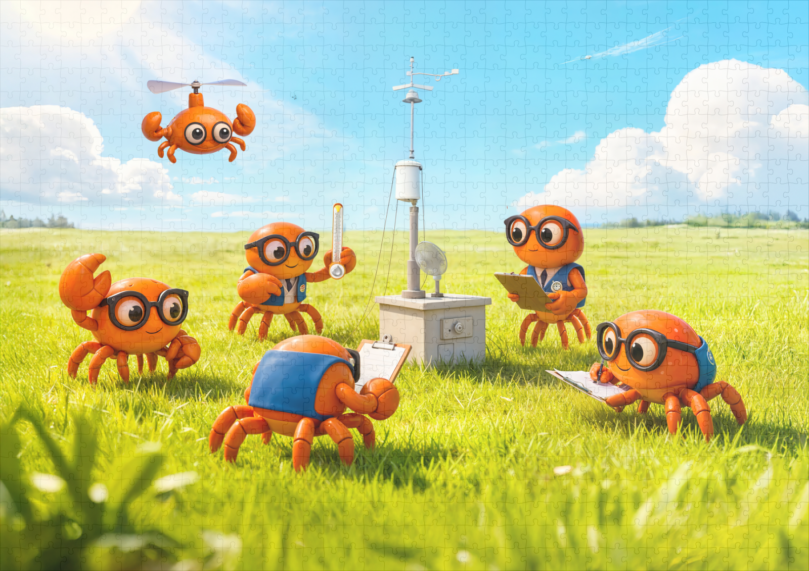 raxxa Premium-Puzzle: Spy Crabs Learning How Weather Station Works – Bild 2