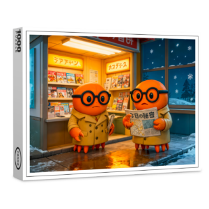 raxxa Premium-Puzzle: Spy Crabs Investigating Colorful Japanese Newsstand Scene