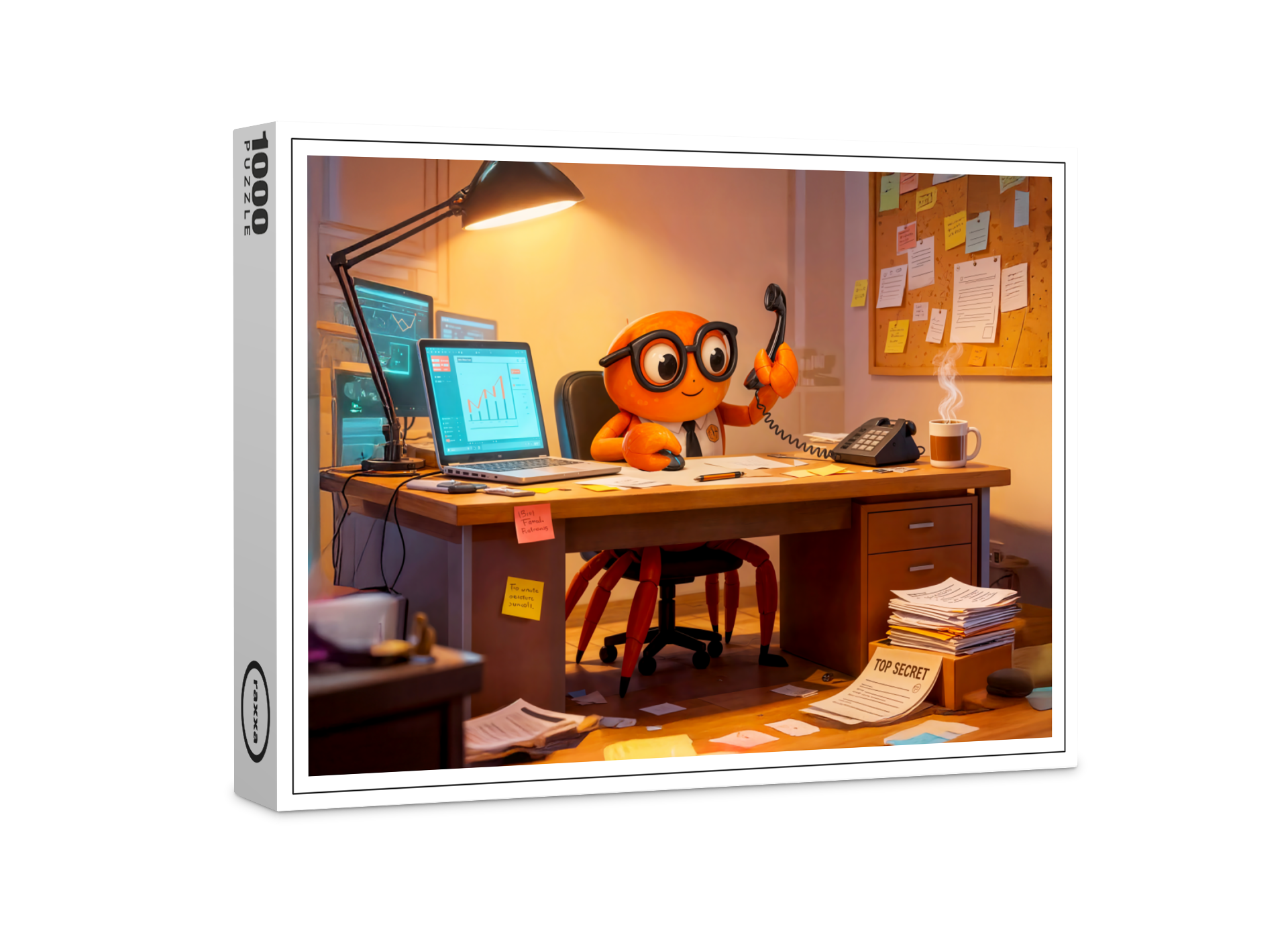 raxxa Premium-Puzzle: Spy Crab Coordinating Mission Work At Desk