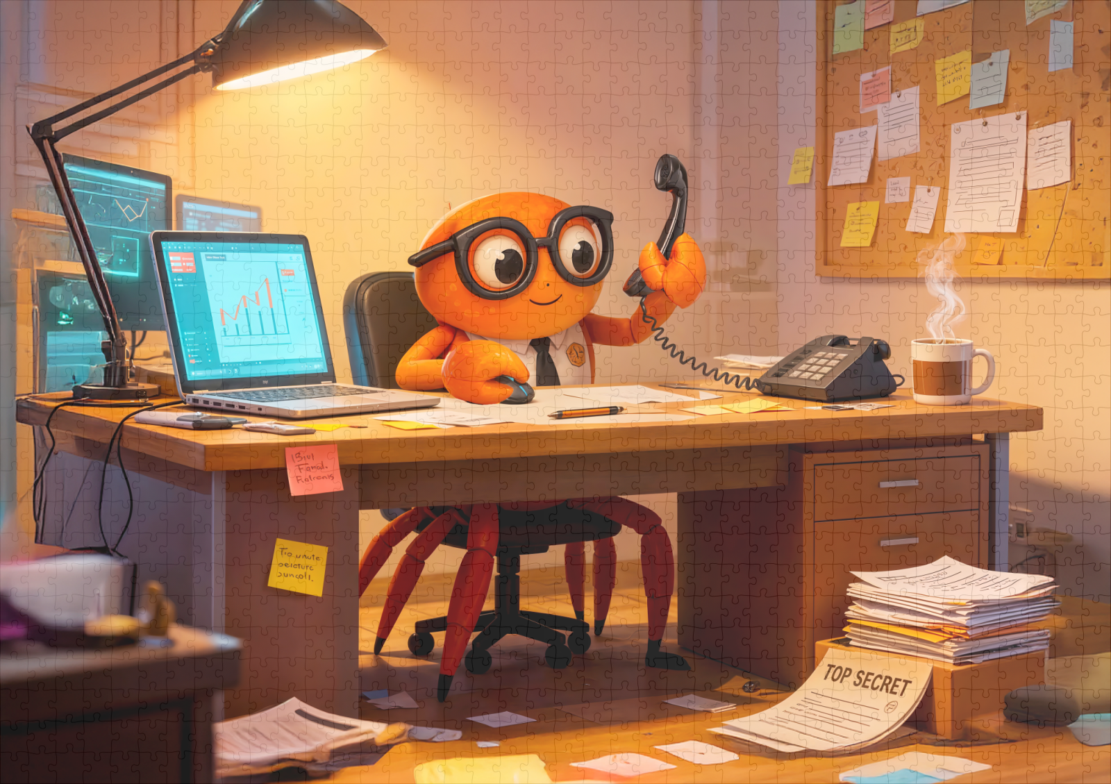raxxa Premium-Puzzle: Spy Crab Coordinating Mission Work At Desk – Image 2