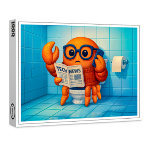 raxxa Premium-Puzzle: Funny Spy Crab Reading Tech News Magazine