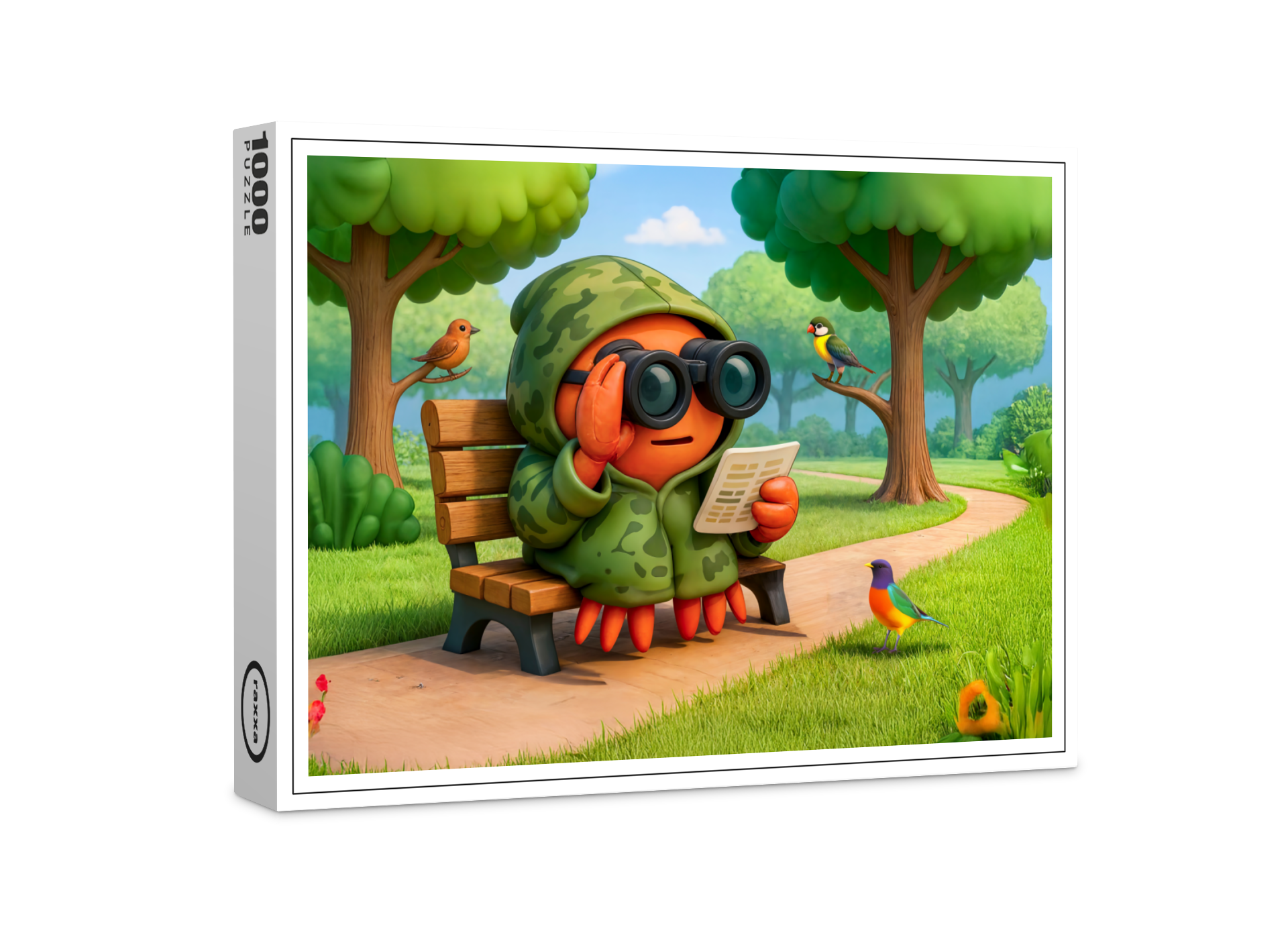 raxxa Premium-Puzzle: Camouflage Spy Crab Observing Park Surroundings Quietly
