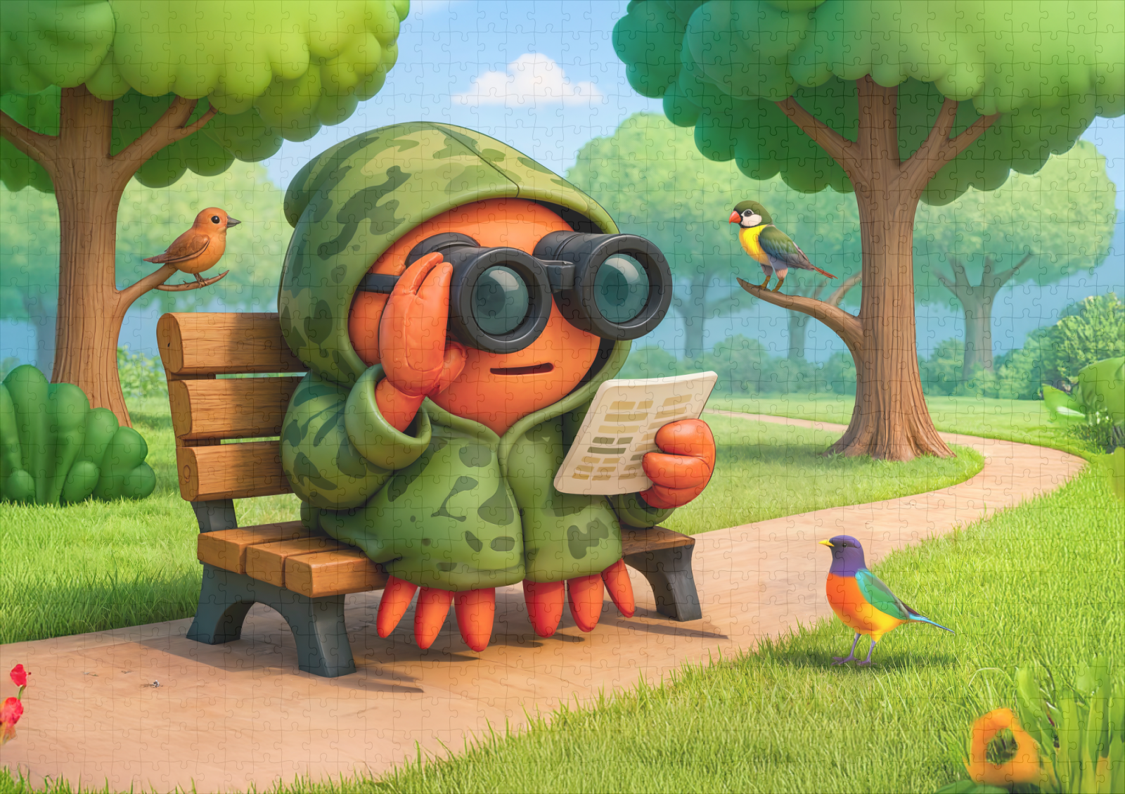raxxa Premium-Puzzle: Camouflage Spy Crab Observing Park Surroundings Quietly – Bild 2