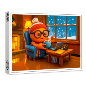 raxxa Premium-Puzzle: Spy Crab Working Warm Indoors With Coffee