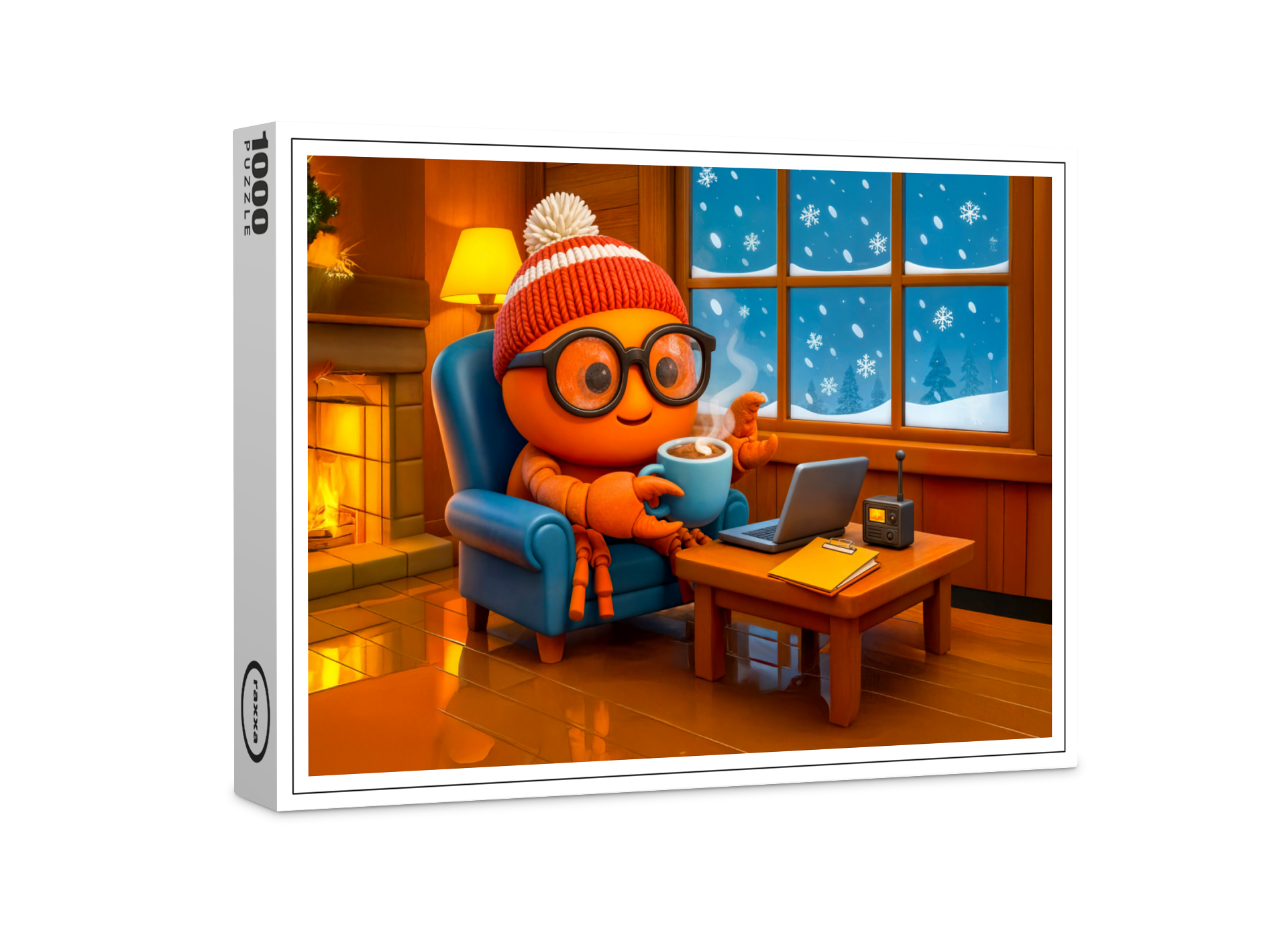 raxxa Premium-Puzzle: Spy Crab Working Warm Indoors With Coffee