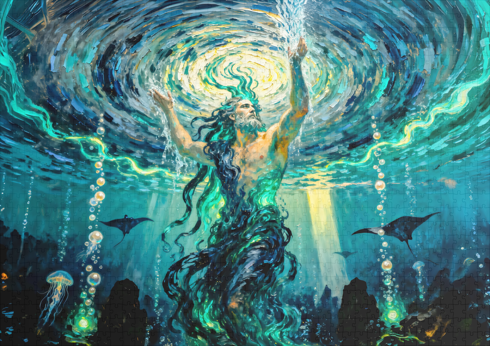raxxa Premium-Puzzle: Okeanos Primordial Titan of the Ocean from Greek Mythology – Image 2