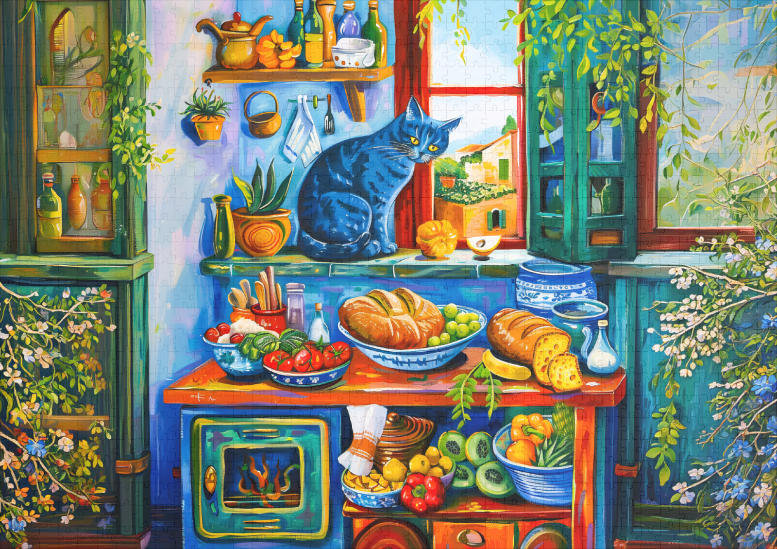 raxxa Premium-Puzzle: Cat Looking Out Kitchen Window – Bild 2