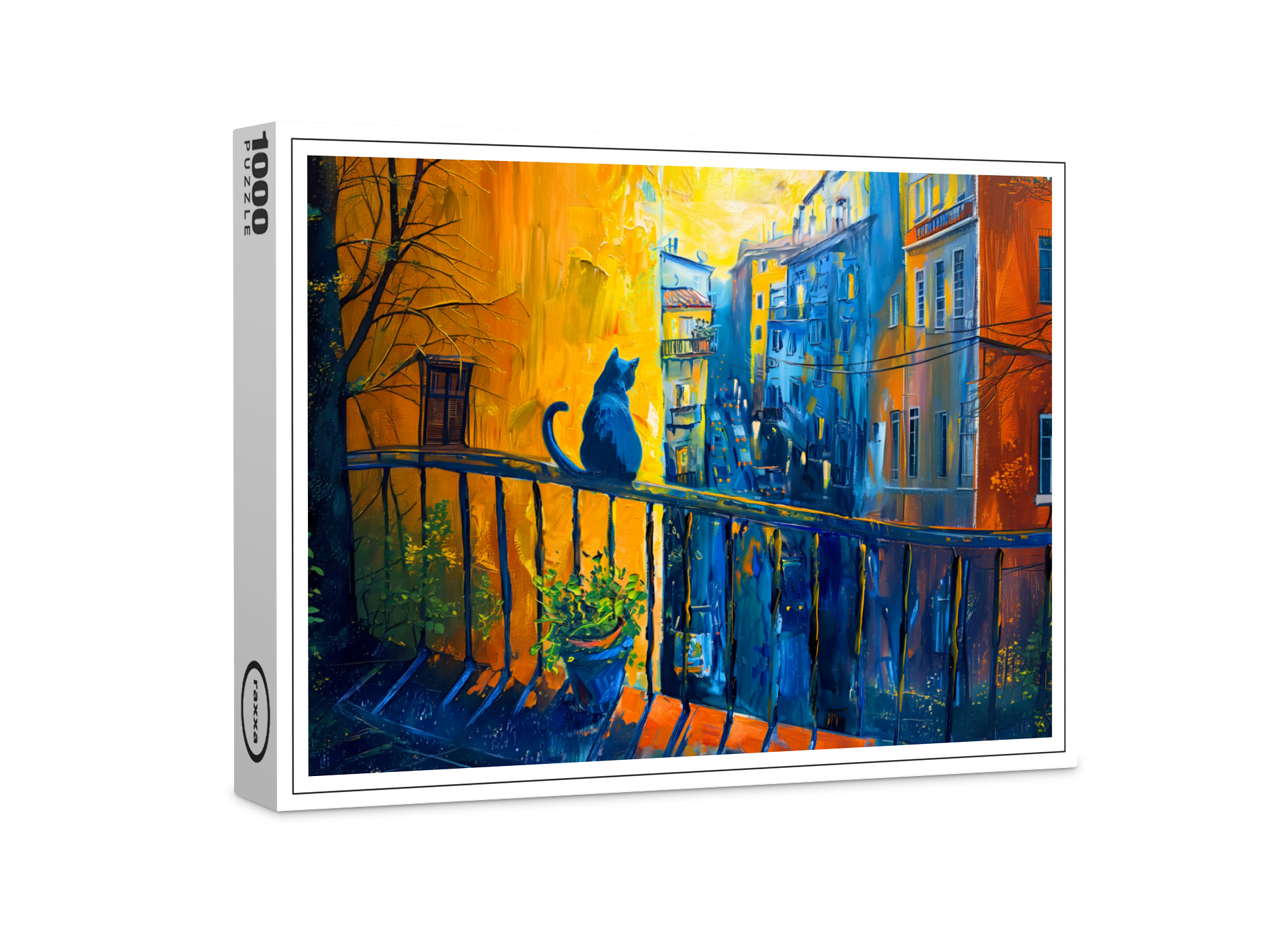 raxxa Premium-Puzzle: Cat is sitting on Balcony Railing