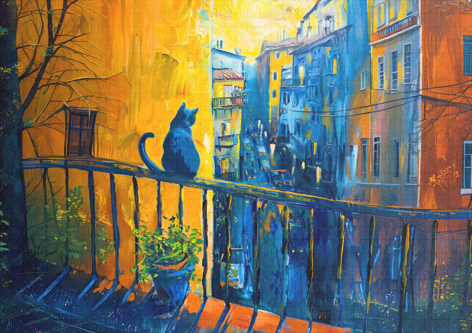 raxxa Premium-Puzzle: Cat is sitting on Balcony Railing - immagine 2