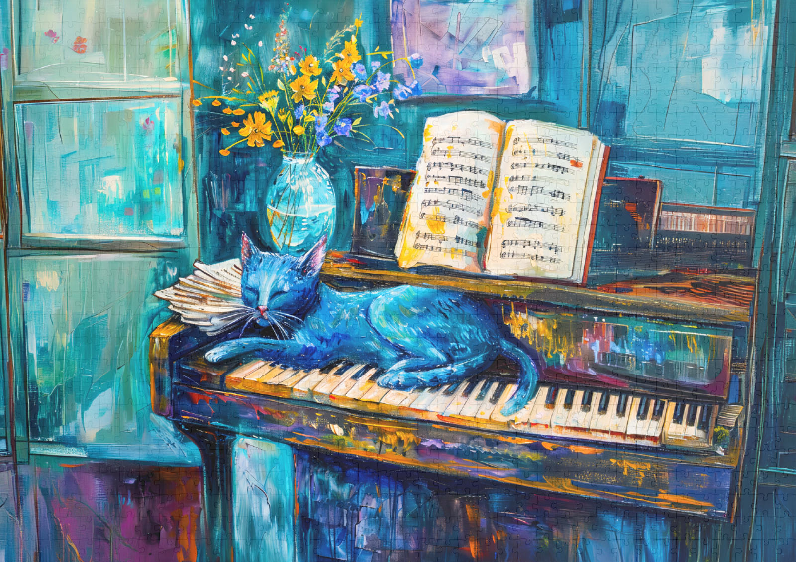 raxxa Premium-Puzzle: Cat is Sleeping on Piano – Image 2