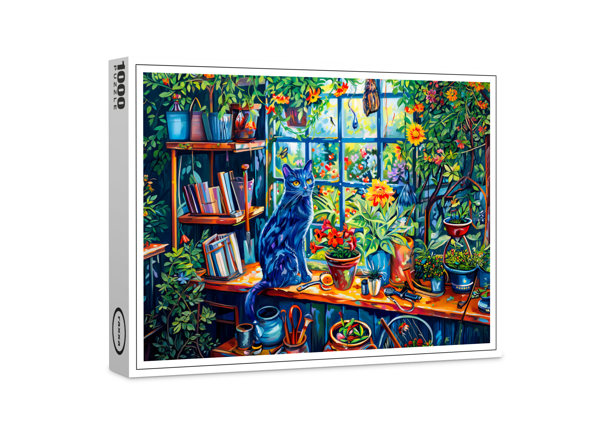 raxxa Premium-Puzzle: Cat sitting on Garden House Windowsill