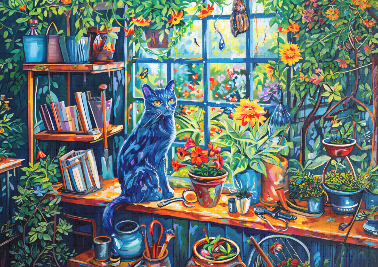 raxxa Premium-Puzzle: Cat sitting on Garden House Windowsill - Image 2
