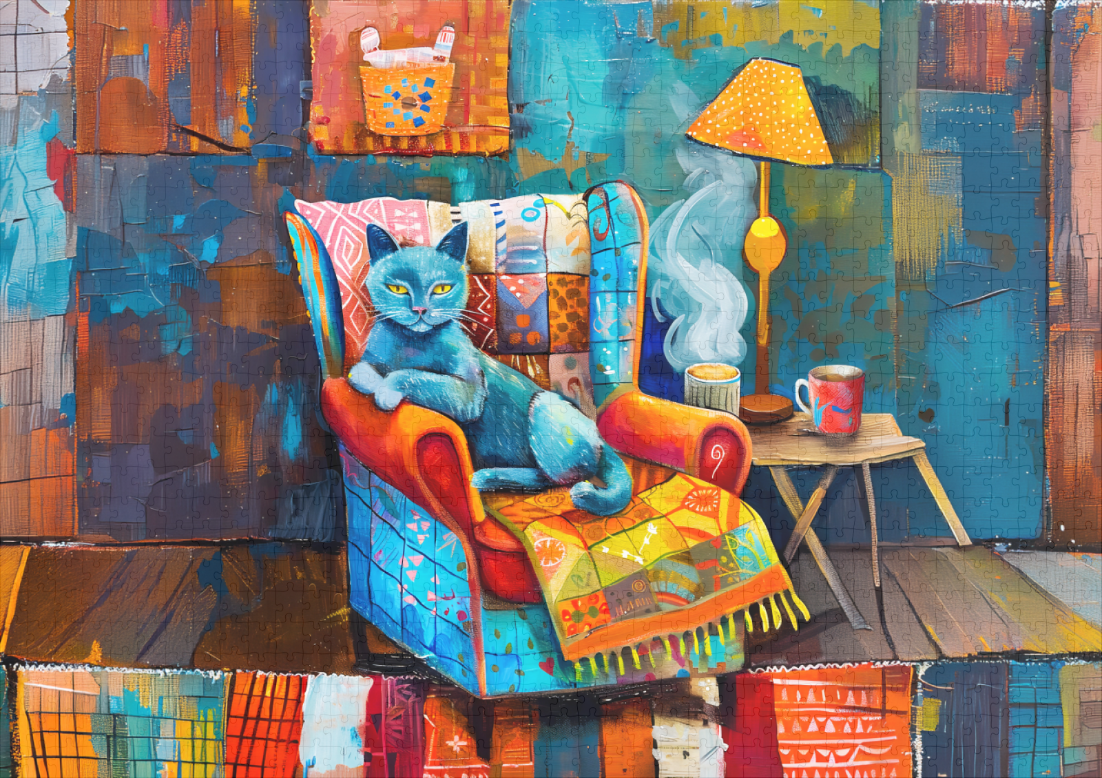 raxxa Premium-Puzzle: Cartoon Cozy Cat in Armchair – Bild 2
