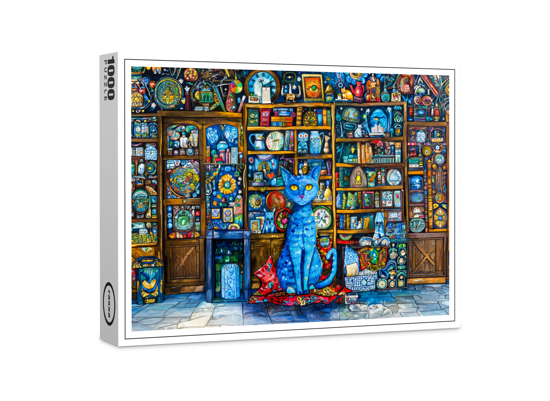 raxxa Premium-Puzzle: Blue Cat by Colorful Shelf