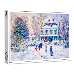 raxxa Premium-Puzzle: Impressionist Garden Art Mug Winter Garden House Scene