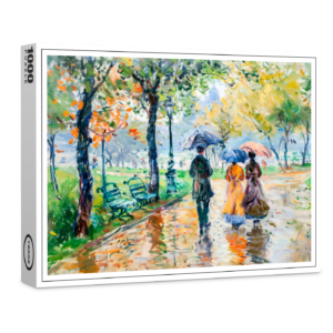 raxxa Premium-Puzzle: Impressionist Garden Art Mug Rainy Park Stroll