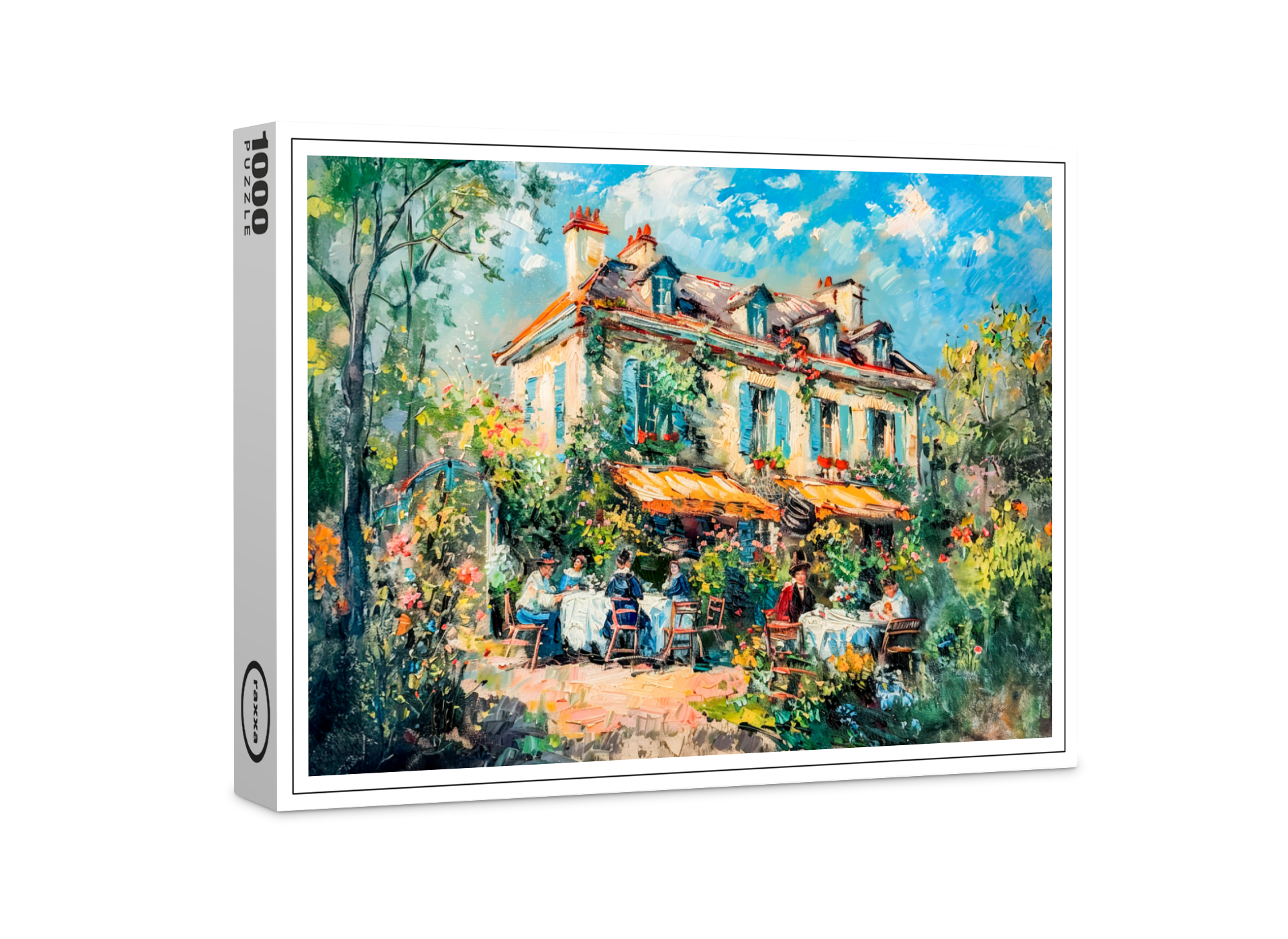 raxxa Premium-Puzzle: Impressionist Garden Art Mug Summer House Gathering
