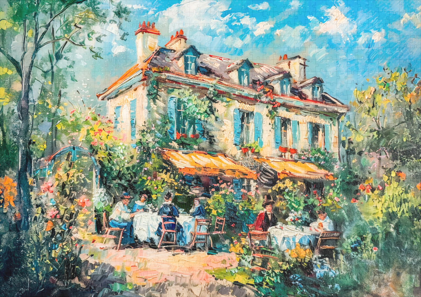 raxxa Premium-Puzzle: Impressionist Garden Art Mug Summer House Gathering - immagine 2