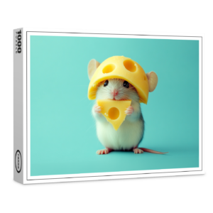 raxxa Premium-Puzzle: Käsehut - niedliche Maus knabbert Käse