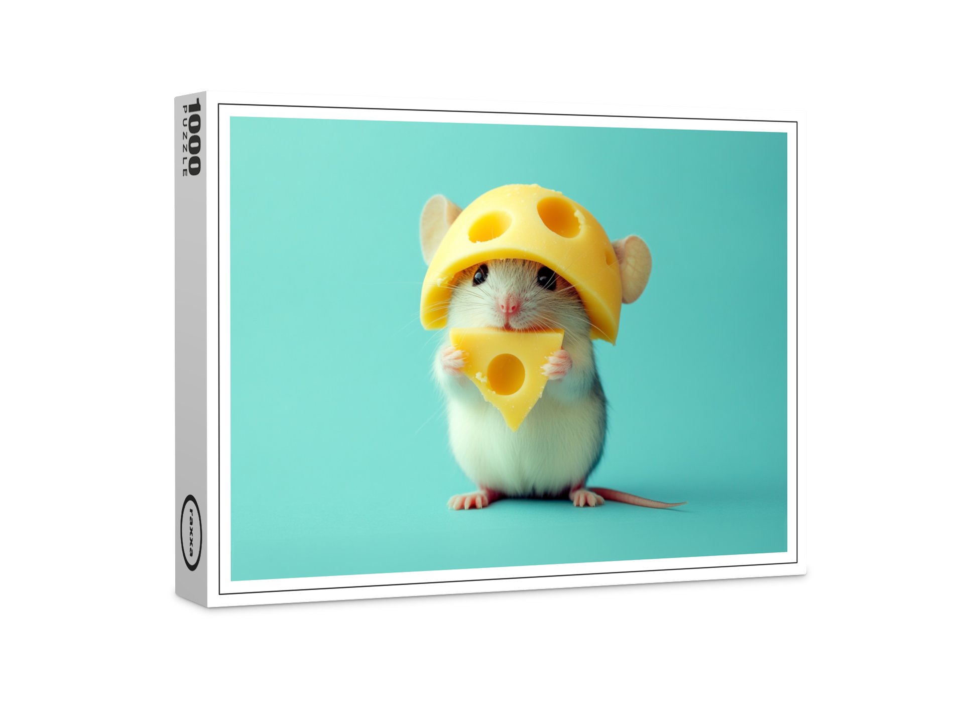 raxxa Premium-Puzzle: Käsehut - niedliche Maus knabbert Käse