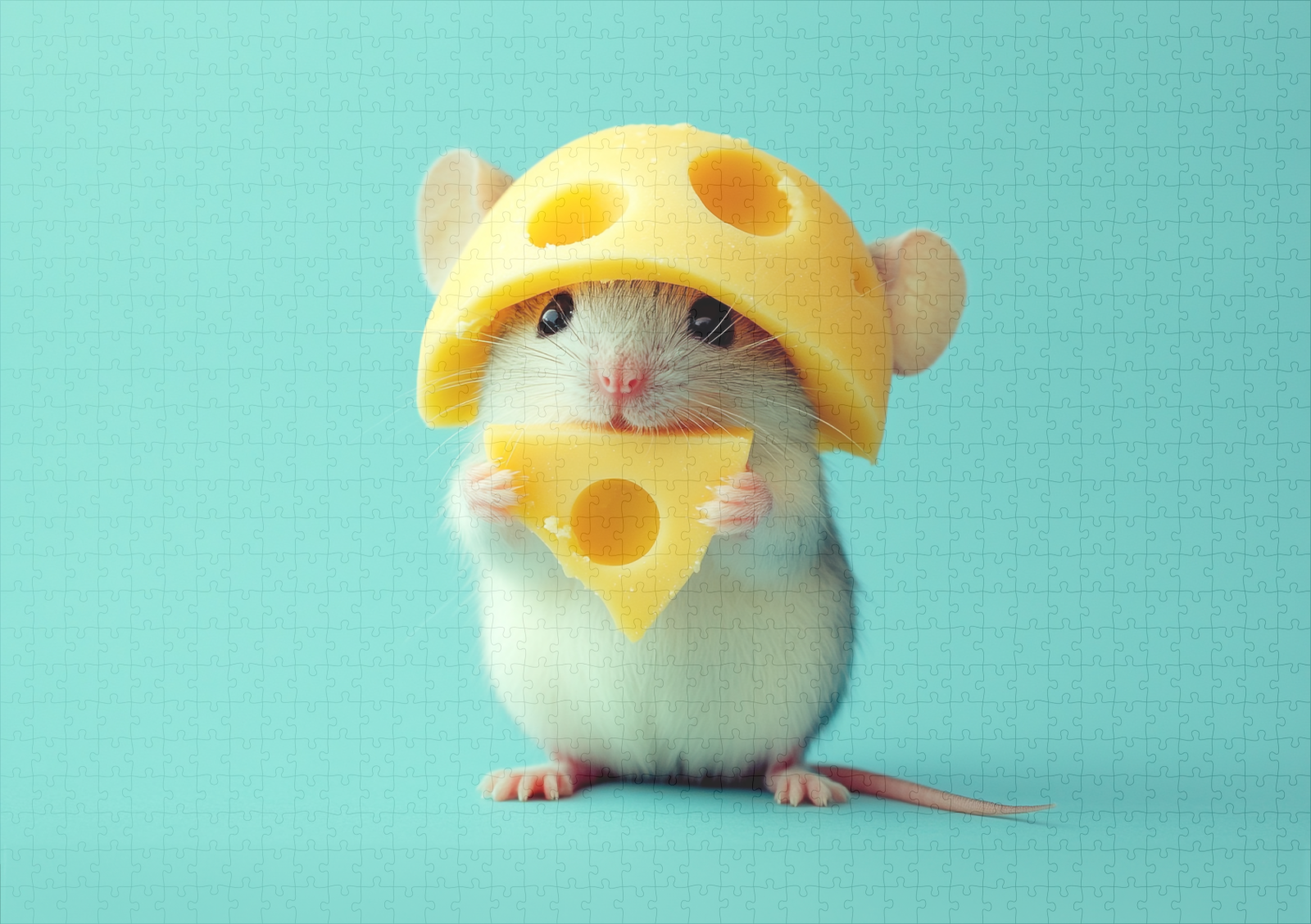 raxxa Premium-Puzzle: Käsehut - niedliche Maus knabbert Käse - Imagen 2