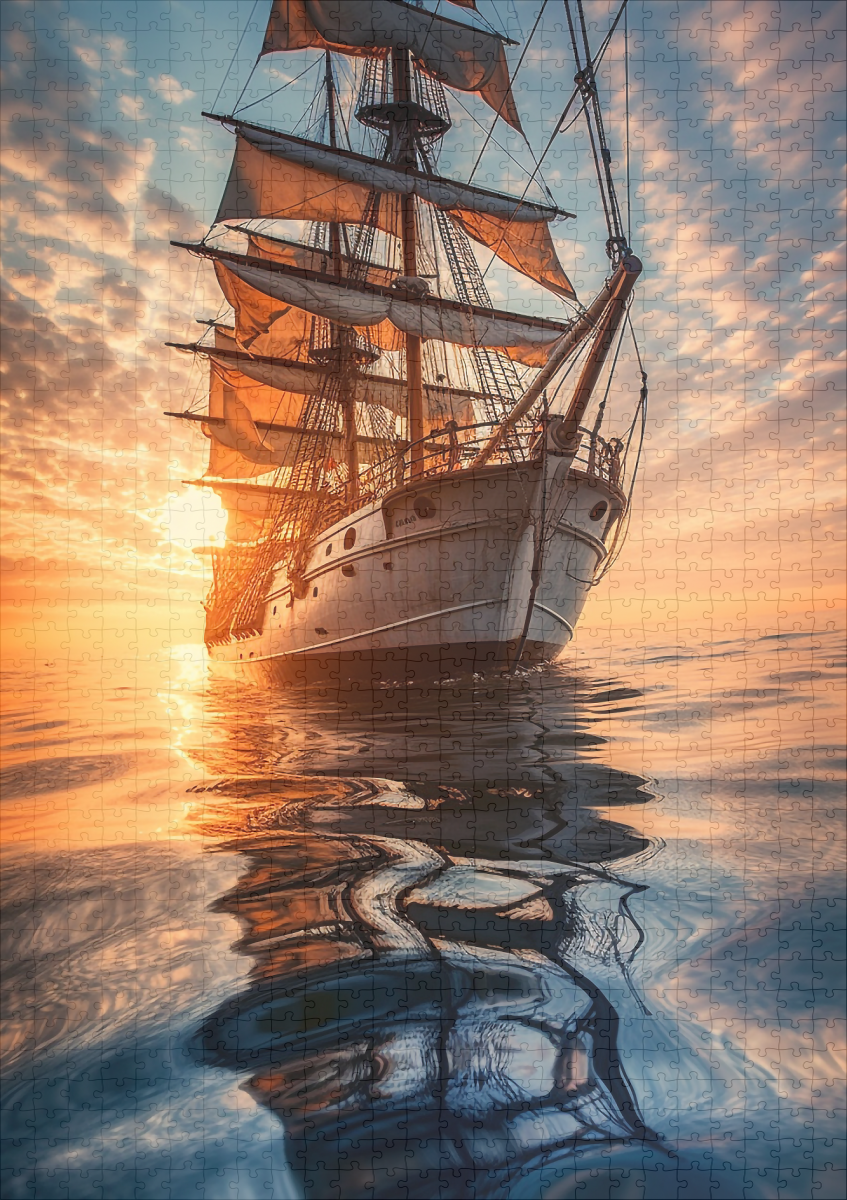 raxxa Premium-Puzzle: Historisches Segelschiff in ruhigem Wasser - immagine 2