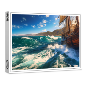 raxxa Premium-Puzzle: Blick von einem historischen Segelschiff auf den Horizont