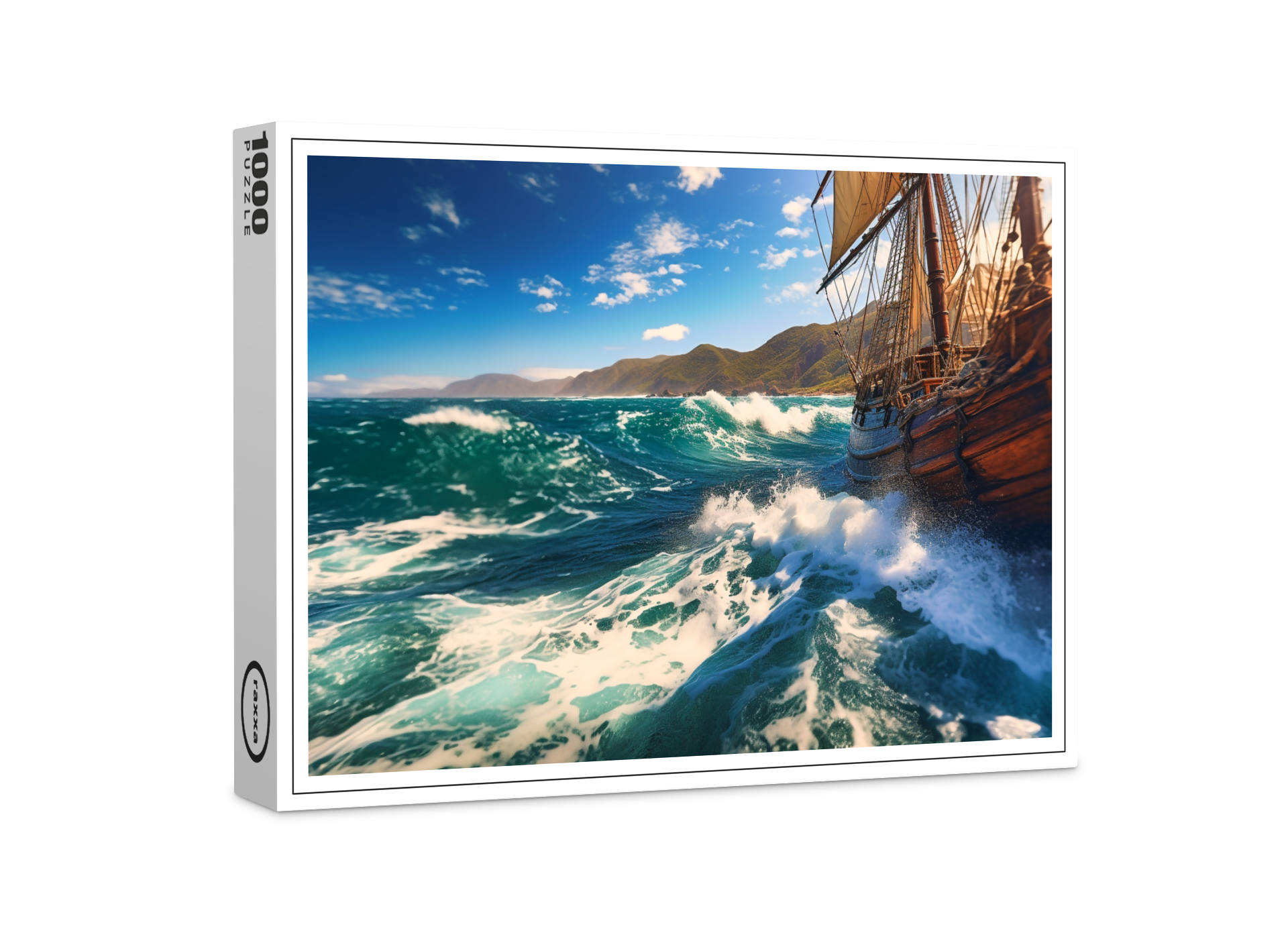 raxxa Premium-Puzzle: Blick von einem historischen Segelschiff auf den Horizont