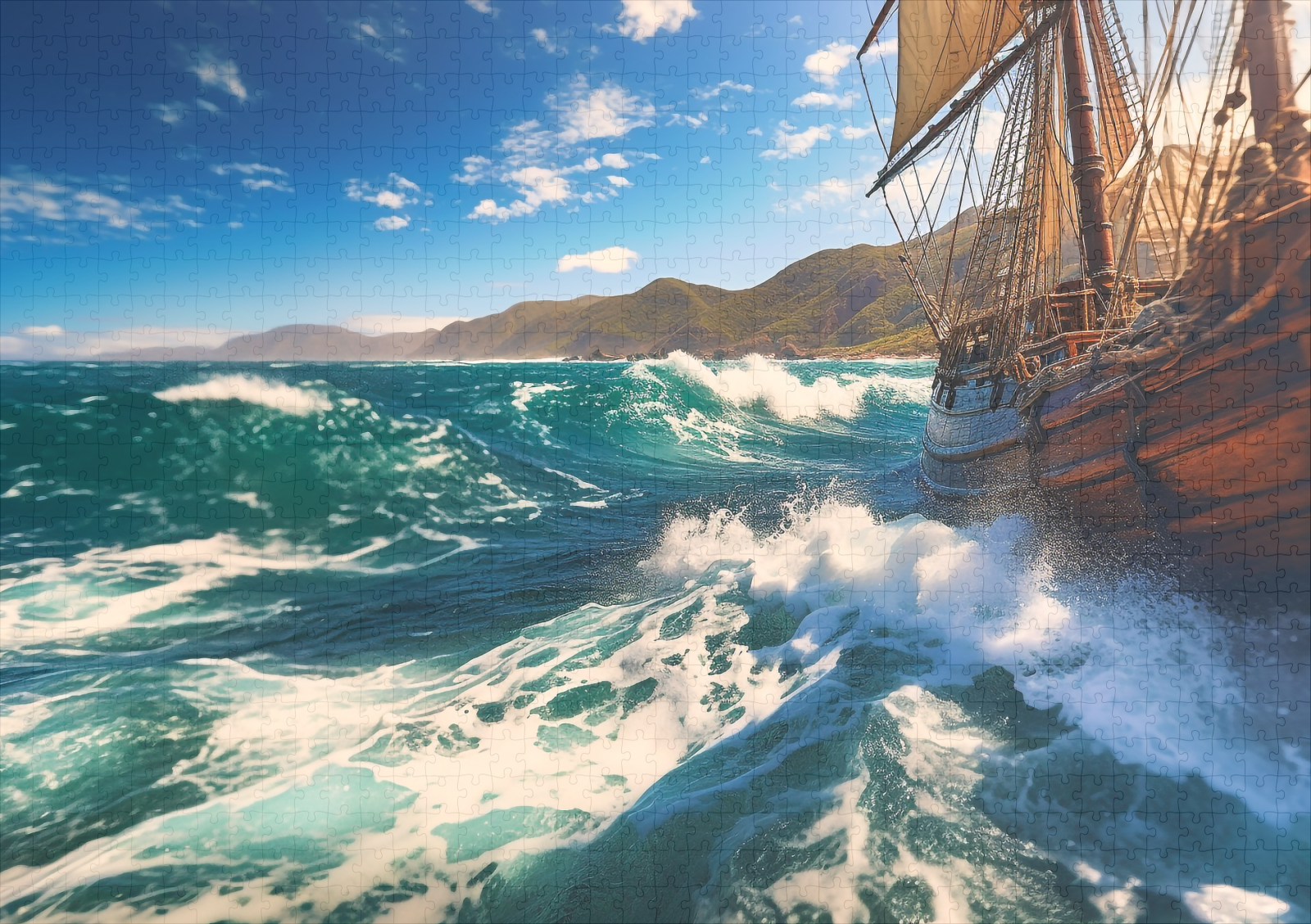 raxxa Premium-Puzzle: Blick von einem historischen Segelschiff auf den Horizont - immagine 2