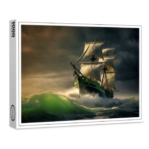 raxxa Premium-Puzzle: Segelschiff in grünen Wellen