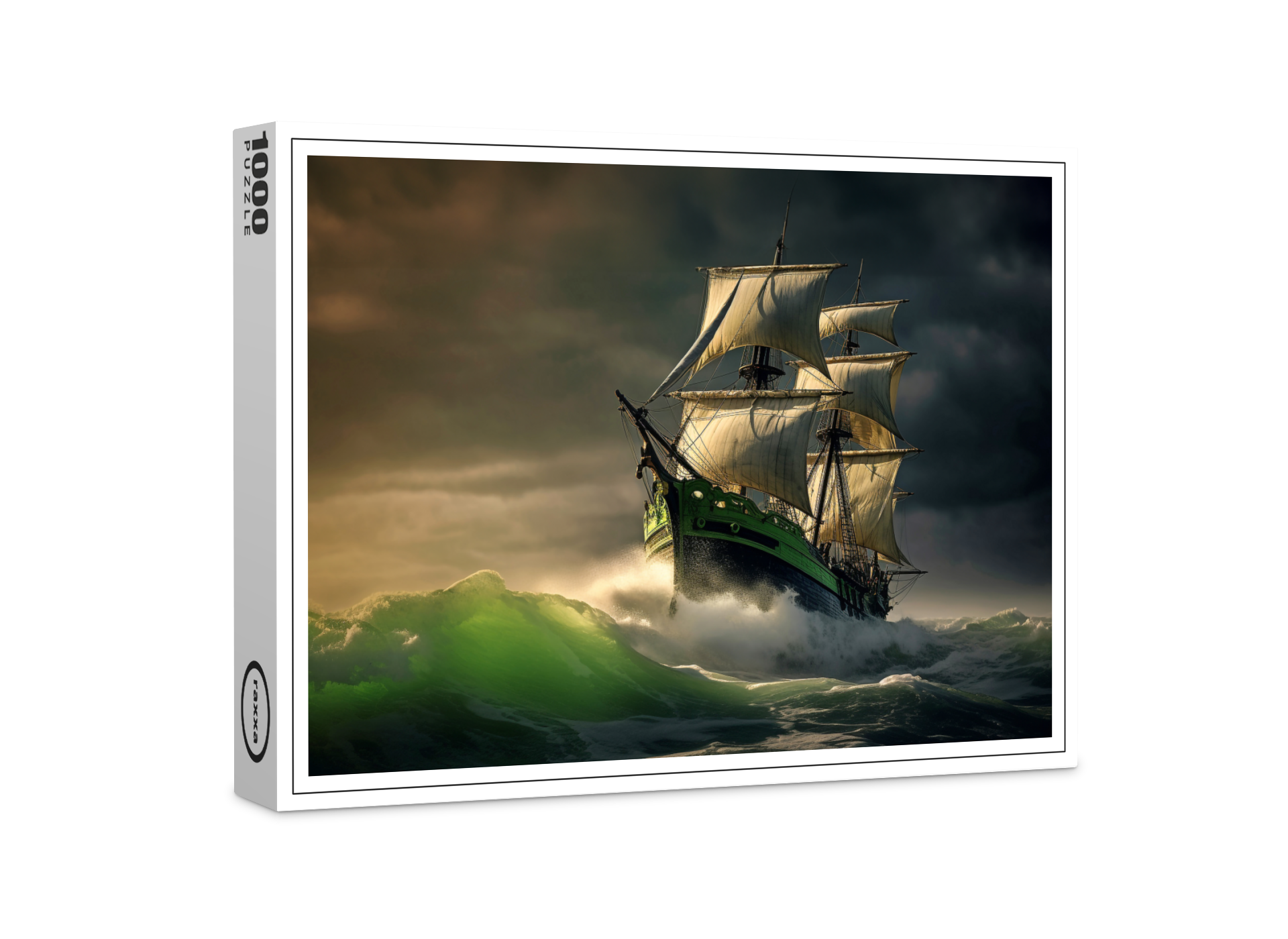 raxxa Premium-Puzzle: Segelschiff in grünen Wellen