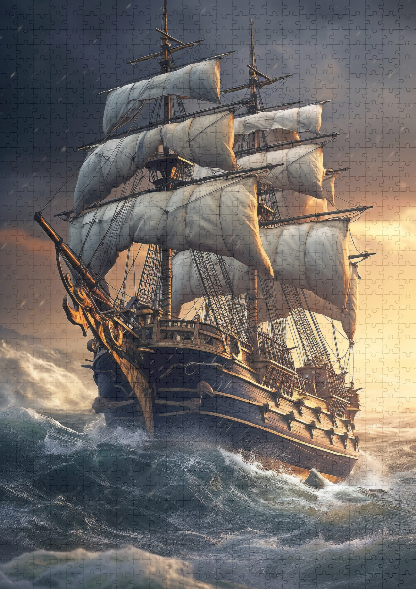raxxa Premium-Puzzle: Segelschiff - Fahrt durch rauhes Wetter - immagine 2
