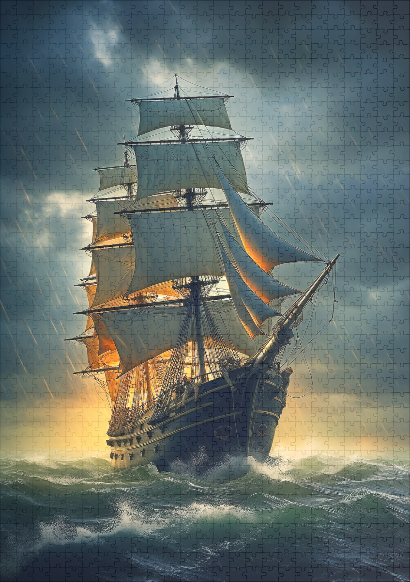 raxxa Premium-Puzzle: Historisches Segelschiff im Gegenlicht – Image 2