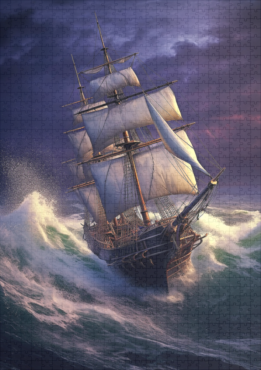 raxxa Premium-Puzzle: Historisches Segelschiff im rauhen Wellen – Image 2