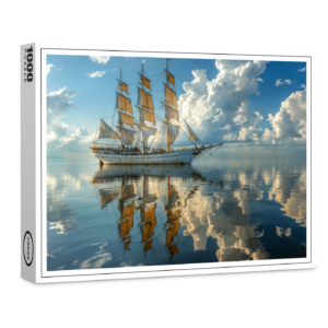 raxxa Premium-Puzzle: Segelschiff und Wolken mit Spiegelung