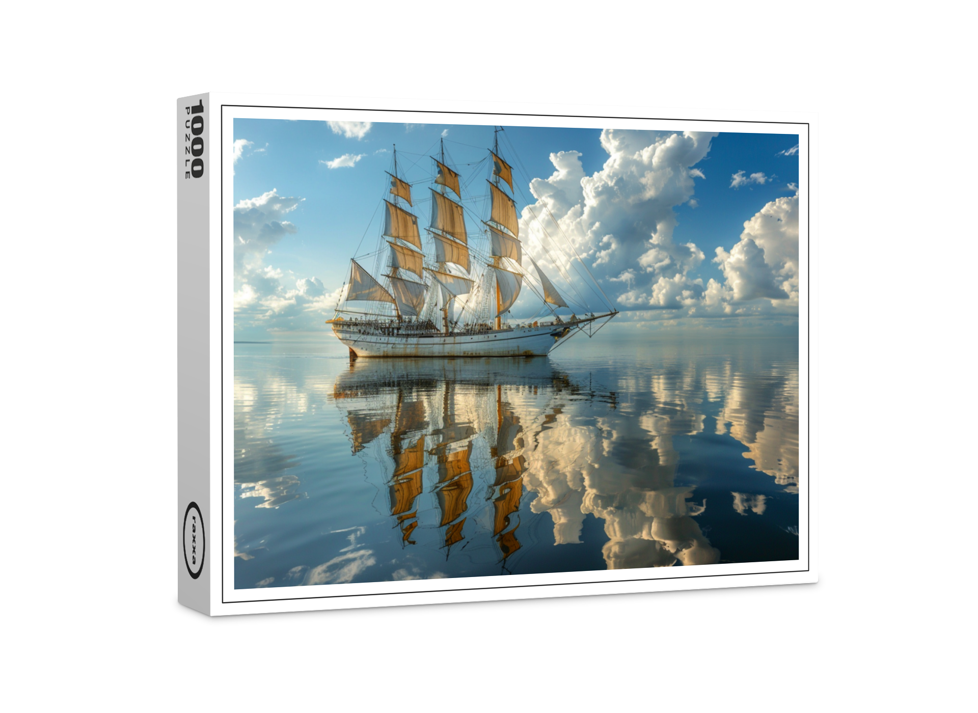 raxxa Premium-Puzzle: Segelschiff und Wolken mit Spiegelung
